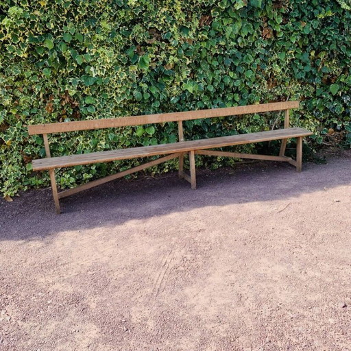 Ancien banc d’église en bois avec dossier -3 mètres -