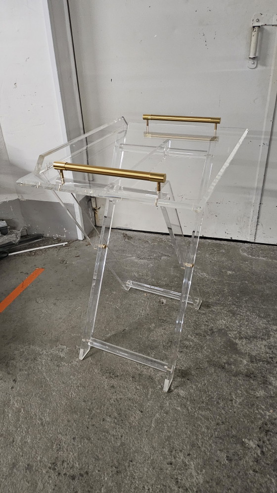 Image 1 of Table d'appoint pliante vintage en acrylique avec plateau.