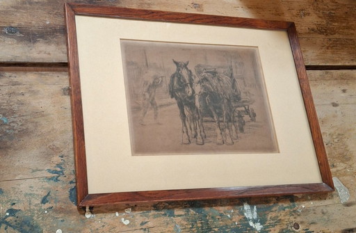Waalko Jans Dingemans Radierung Pferde