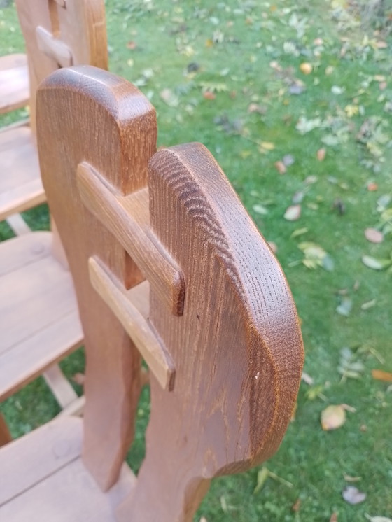 Image 1 of 4 brutalistische Stühle aus Eiche