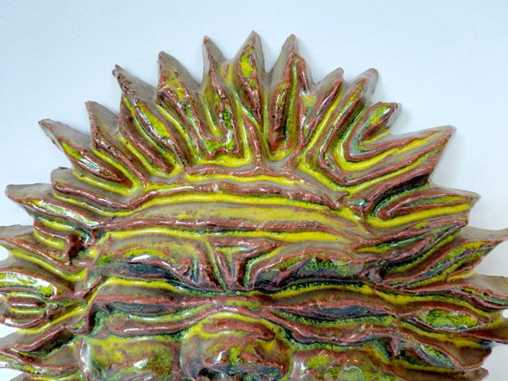 Vintage Ceramic Wall Plate Sun – Signed 70s/80s – Vintage Sun, Wall decoration (photo 3 of 9)