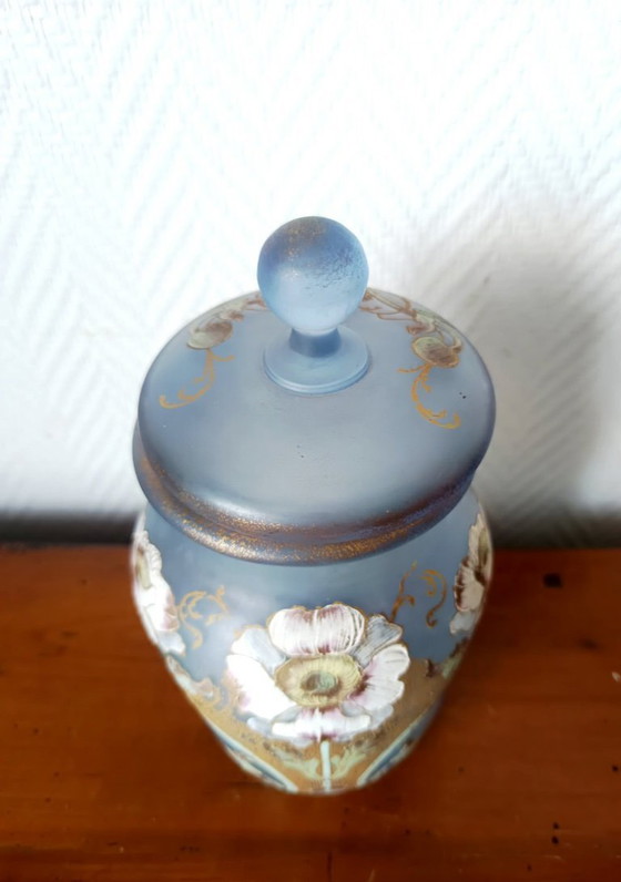 Image 1 of Art Nouveau covered vase with anemones