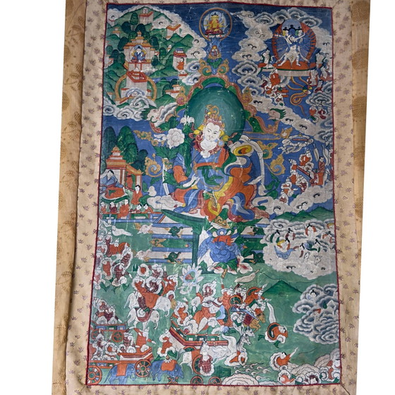 Antique Thangka Yab Yum 112 cm – Paintings & Drawings, Canvas, Silk (photo 3 of 7)