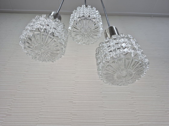 Vintage set (3) cascade hanglampen jaren 60, 70. – Chroom (photo 5 of 10)