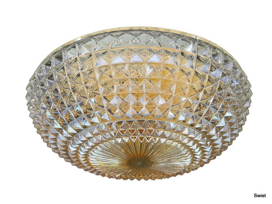 Image 1 of 2318 bernsteinfarbene Deckenleuchte, bernsteinfarbene Glas-Deckenleuchte