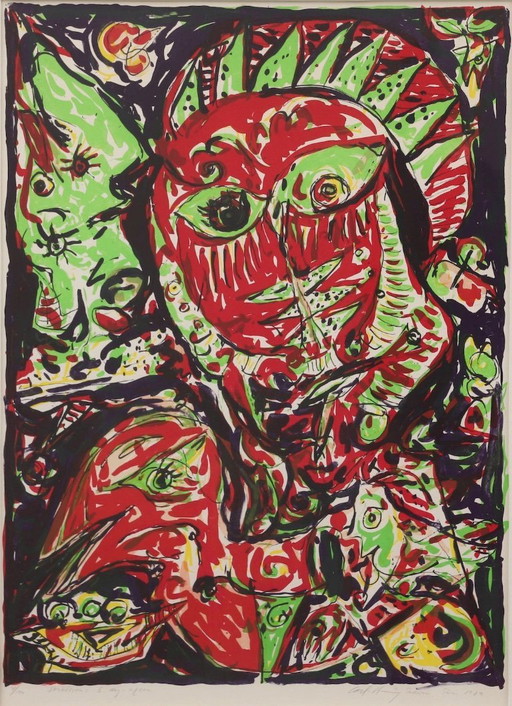 Carl-Henning Pedersen lithografie 1983 'Evening'