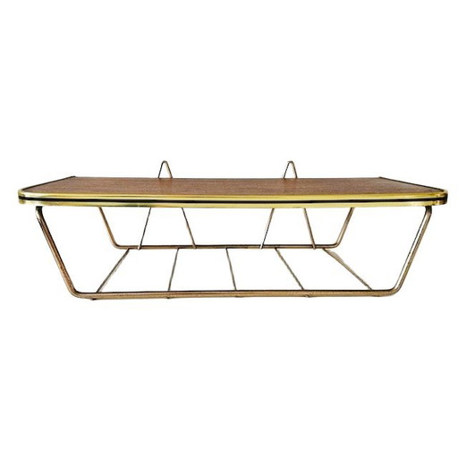 Vintage mid-century Danish Design wall rack teak brass 1960s