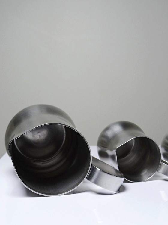 Image 1 of Lot de 4 mesures de bar vintages en inox brossé années 60-70
