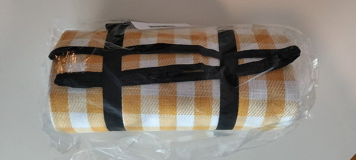 Stuoia da picnic Mattie a quadri giallo/bianco 200 x 200 cm - impermeabile - leggera