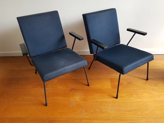 Set di 2 poltrone vintage Gispen 1407 – André Cordemeyer – Metallo, Tessile (photo 3 of 12)