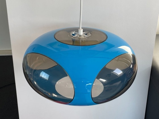 Space Age Lamp Massive Bug Eye, UFO Pendant Lamp Blue, Vintage, Retro, Plastic (photo 2 of 10)