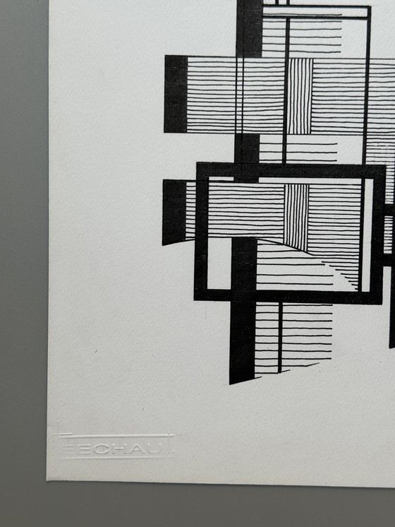 Image 1 of Eugene Eechaut (1928-2019) - ink composition (1984)