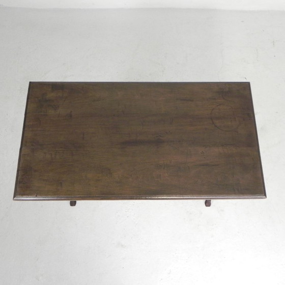 Image 1 of Bistro Table with Oak Top on Cast Iron Frame, 1930s