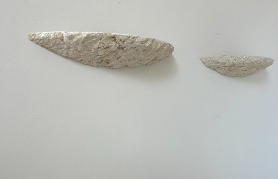 Image 1 of Paar vintage stenen wandlampen, natuurbeige, Italië 1979