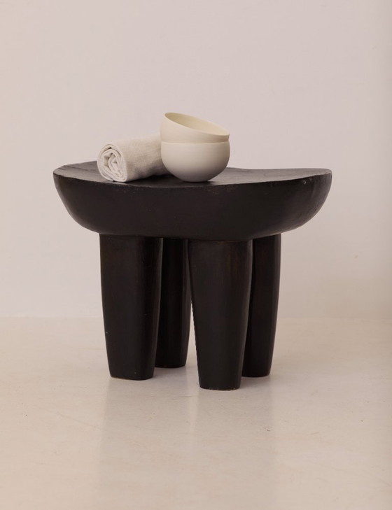 Image 1 of Vintage Senufo Monoxylous African Stool, Black/Wenge