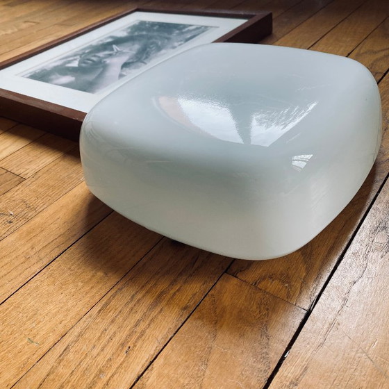 Image 1 of Lampada da parete/soffitto quadrata in vetro opalino bianco, lampadario vintage anni '60-'70, 25 cm