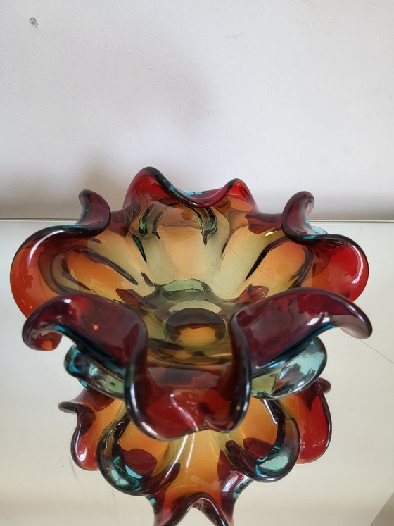 Image 1 of Bol de cristal multicolor de Murano, técnica Somserso, Italia, década de 1970.