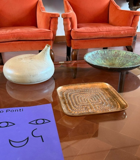 Image 1 of Plateau moderne en laiton massif / vide poche, Atelier Ventrella Italie années 1980