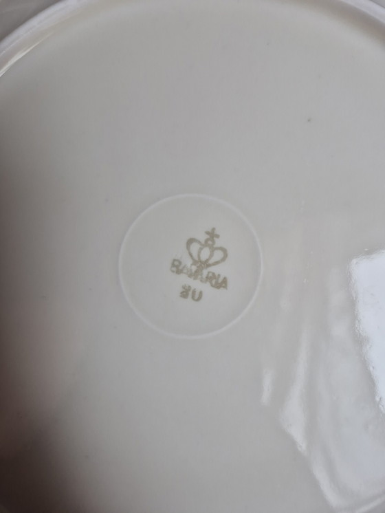 Image 1 of Trio da tè bavarese d'epoca - Piatto d'oro e floreale - Anni '50-'60
