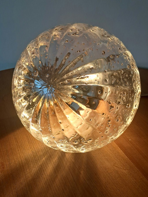 🟡 DORIA Pendant Light 🟡🔍 OPTIC Glass • Vintage 60s/70s • Brass • Bubble Glass