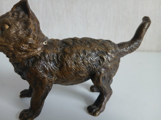 Image 1 of Franz Xavier Bergmann (1861-1936) large bronze cat as an inkwell