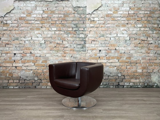 B&B Italia Tulip Armchair - marrone | Jeffrey Bernett, Sedie girevoli, Pelle, Metallo, Modern (foto 3 di 8)