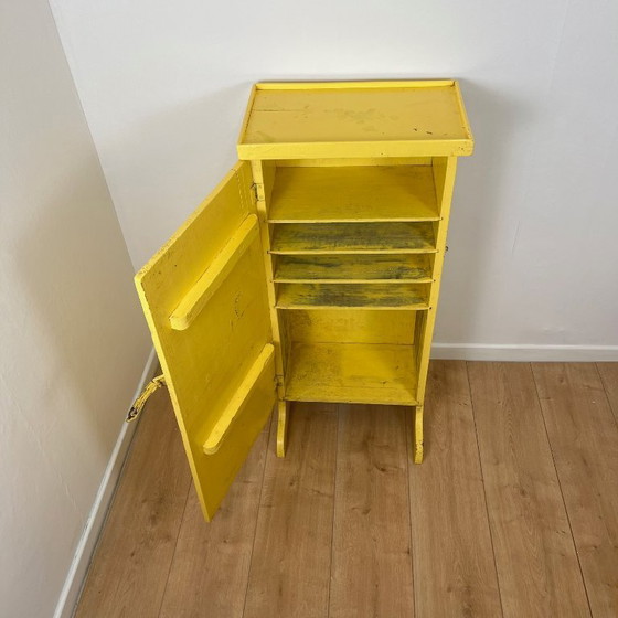 Image 1 of Vintage small workshop cabinet, pale yellow