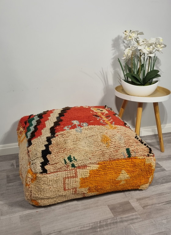 Image 1 of Moroccan Pouf, Vintage Pouf Of Real Wool