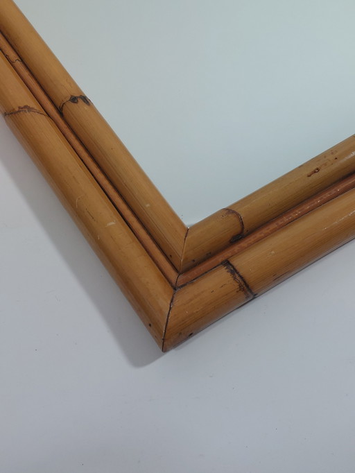 Vintage Mid Century Boho Wall Mirror Bamboo Mirror 70s