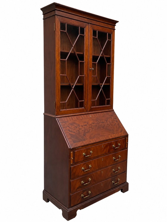 English mahogany secretary desk with glass-fronted display case – Wood (photo 3 of 7)