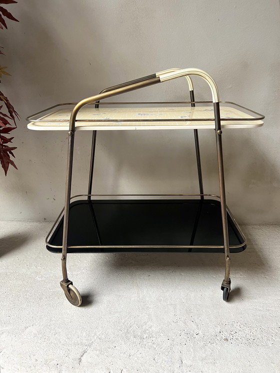 Image 1 of Serving trolley bar cart 1950s/60s with glass shelves