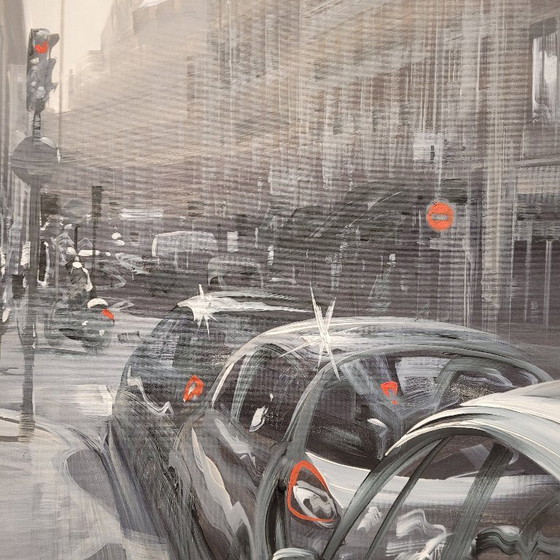 Image 1 of Acryl op doek “Faubourg Saint-Honoré, Parijs” Kerdalo, hedendaags, jaren 2000 - Frankrijk