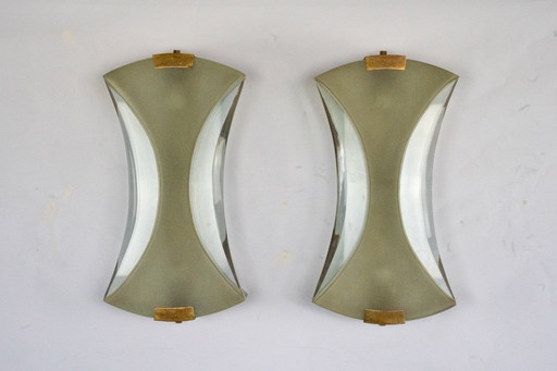 Pair of Rare Max Ingrand Wall Lamps for Fontana Arte Mod. 2225. Italy 1960s