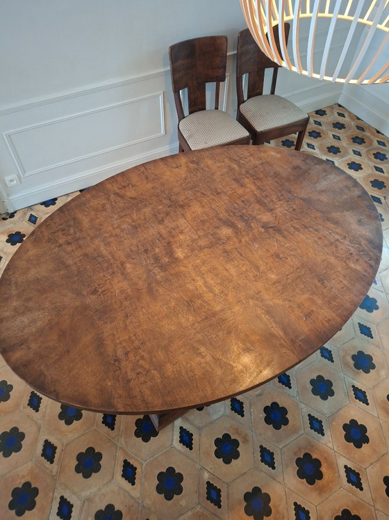 Grande tavolo da pranzo Art Déco in impiallacciatura di radica – 170/250 × 120 cm, allungabile, classico - 6 (photo 4 of 7)