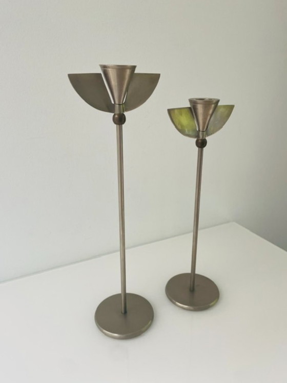 Image 1 of Vintage Memphis style candlesticks – set of 2