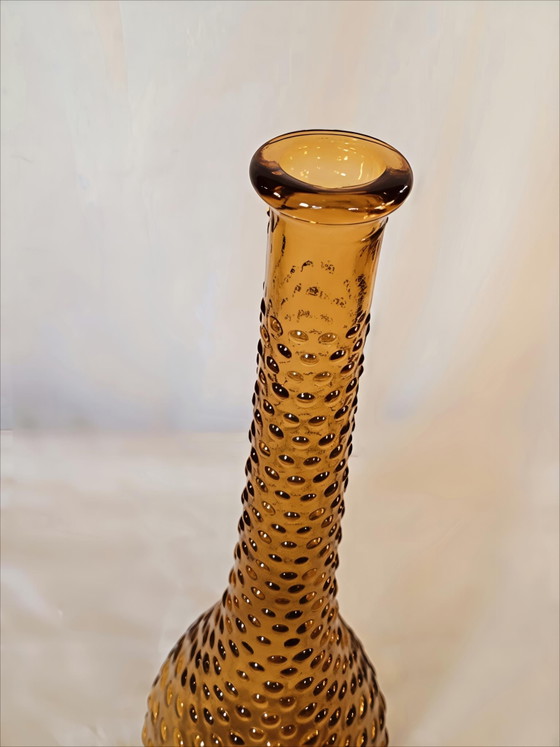 Image 1 of Beautiful large Vintage Empoli Vase (39 cm) - Amber Bubble Glass