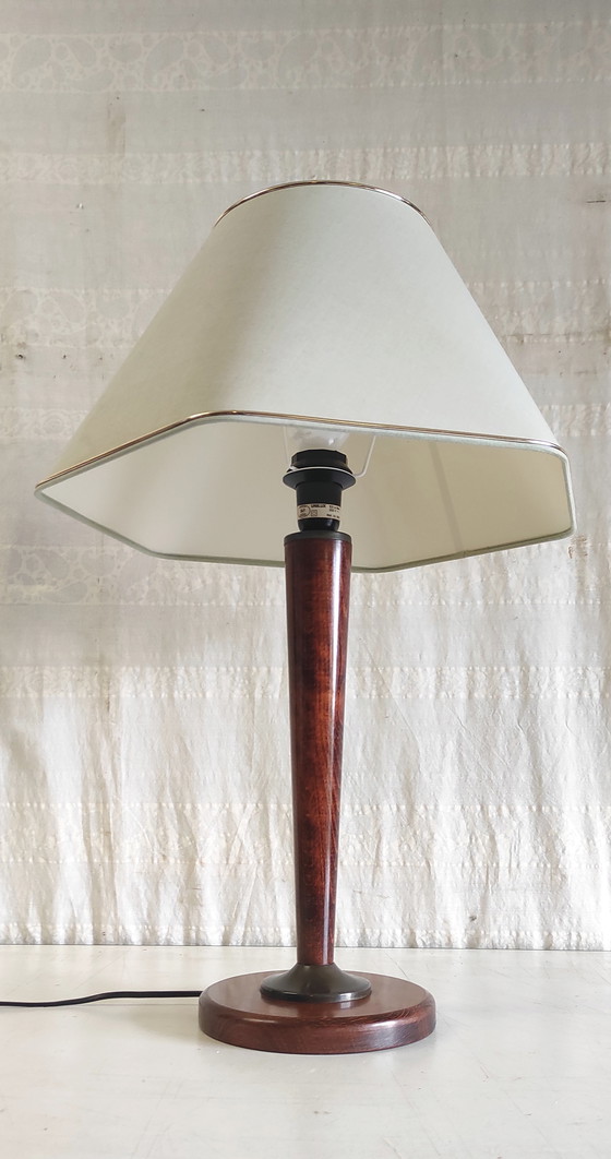 Image 1 of Lampe à poser par Unilux en bois et laiton - mid. XXeme