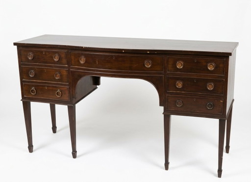 Antique-style Mahogany Sideboard (Hepplewhite / Baker Style) – opbergkast, Wood, Metal