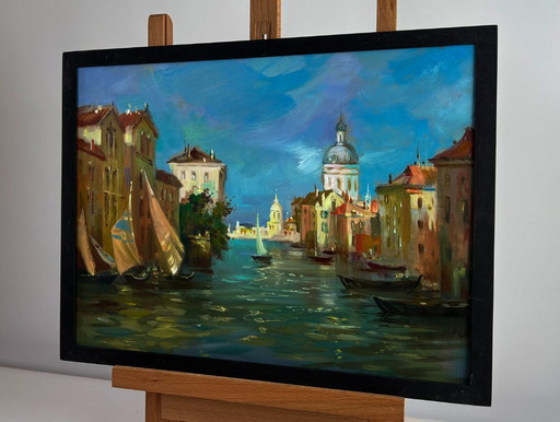 Original Oil Painting City River Landscape Dream of Venice