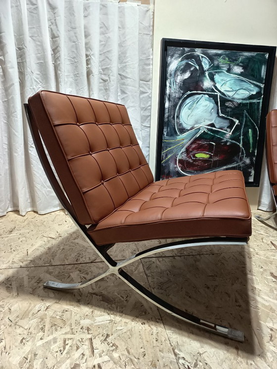 Image 1 of Sillones KNOLL Studio Barcelona (NUEVA Serie 2026) en piel natural (color coñac)