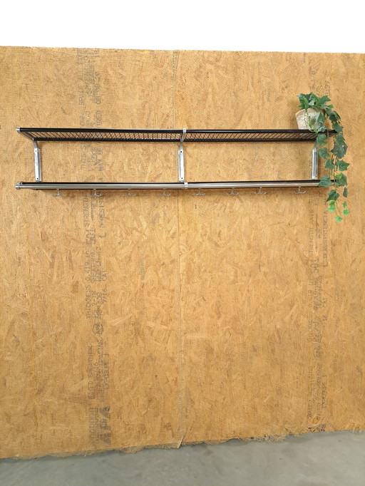 Wide Metal Black Coat Stand From Sweden With Shelves and Hooks No. 4