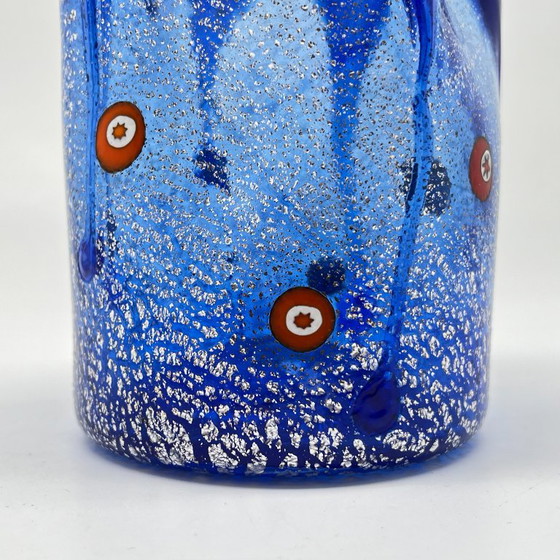 Murano Art Glass Tumbler / Vase – Silver Leaf & Murrines – Hand-blown – Glass & Decanter (photo 4 of 20)