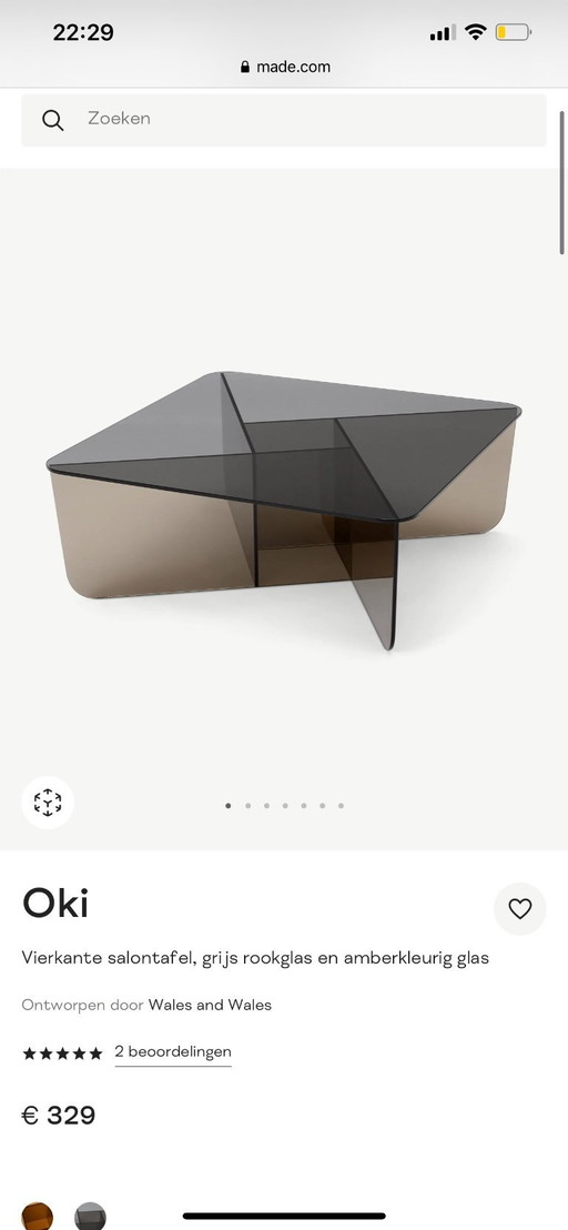 MADE Oki Coffee Table in Smoked Glass