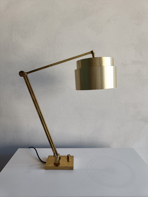 Image 1 of Large adjustable solid brass table lamp, Italy 1970s/80s, MD signed
