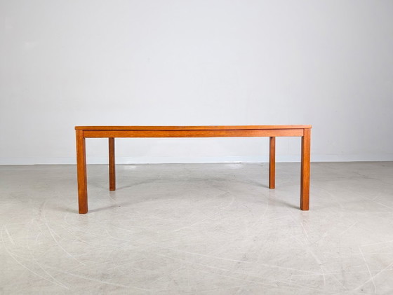Image 1 of Tavolino da caffè brutalista originale di metà secolo con piastrelle in ceramica teak lunghe