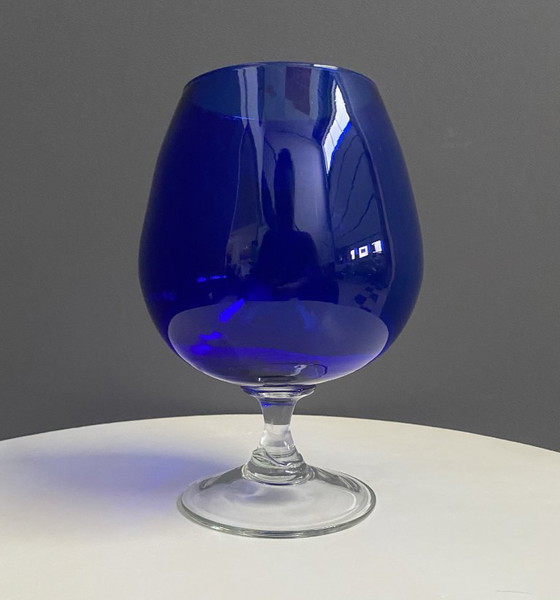 Image 1 of Empoli dark blue large glass shape vase 1960s