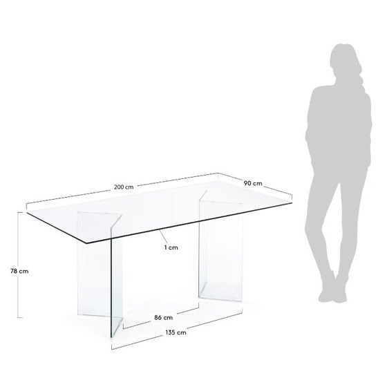 Image 1 of Mesa de cristal de 200x90cm y 6 sillas blancas HAY element.