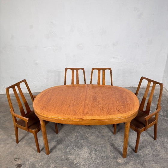 Image 1 of Mid-Century Nathan Dining Set: Extendible Table & 6 Chairs, 1960