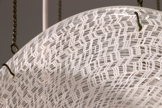 Image 1 of Lustre Carlo Nason en verre et acier – Design italien emblématique du milieu du XXe siècle (1960)