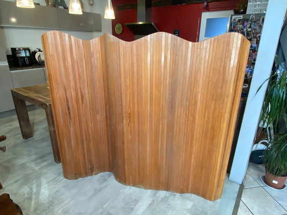 Image 1 of Vintage 1950s freestanding, foldable wooden screen in the style of Baumann.